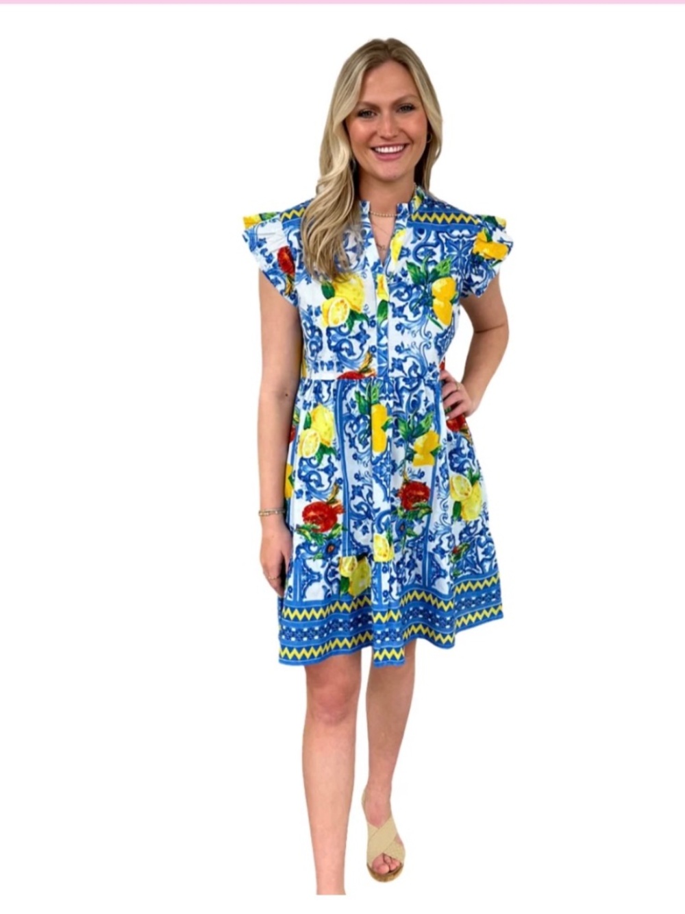 ELIZA BYRD Campbell Lemon Print Dress, NWT